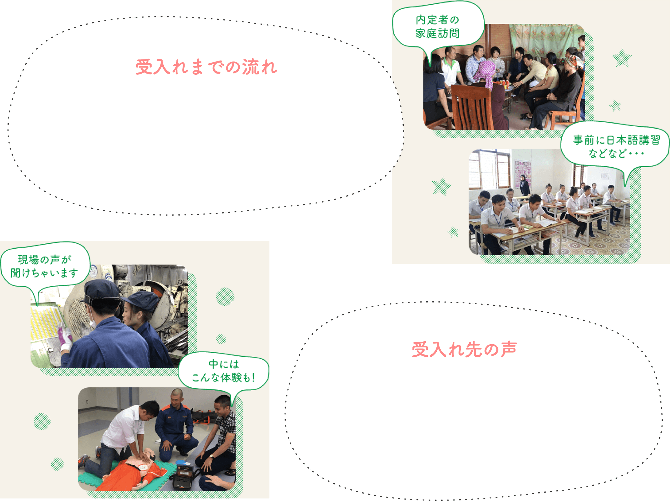 受入れまでの流れ　受入先の声